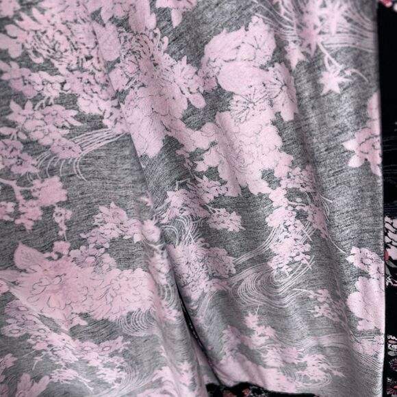 Soma Floral Kimono Cardigan Black Pink Open Front Size Large - Picture 3 of 5
